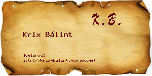 Krix Bálint névjegykártya